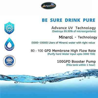 AQUAKNOT  Alfa Ultra Smart RO+UV+Copper+TDS Water Purifier – 12L Storage, Copper mineral Filter, Multi-Stage Filtration (White)| 1Yr warranty(Motor+ SMPS)